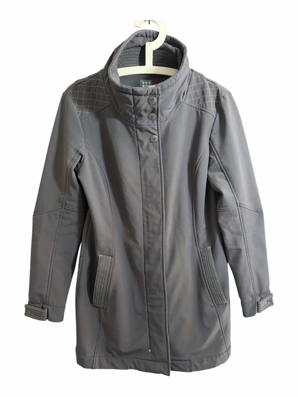 Title Nine Peacemaker Trench Jacket Soft Shell Gray Fleece Size small